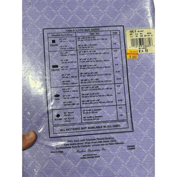 Vintage Fashion Industries Inc Purple Flannel Backed Vinyl Tablecloth 60X104 - Picture 5 of 5